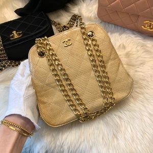 Vintage Chanel lizard skin mini chain bag